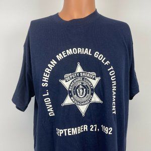 Berkshire County MA Cop Deputy Sheriff Memorial Golf Tourney T Shirt Vtg 90s XL